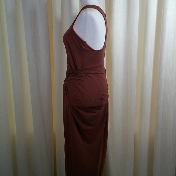 Revamped Ruched Rust Drape Maxi Dress in size S - Picture 4 of 6